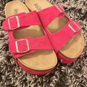 Corkys Vibrant Pink Buckle Sandals